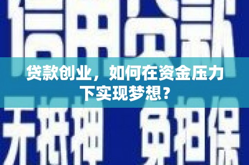 台西贷款创业，如何在资金压力下实现梦想？
