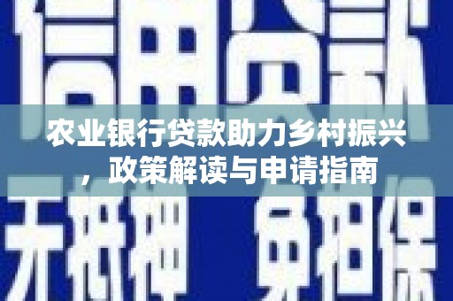 台西农业银行贷款助力乡村振兴，政策解读与申请指南