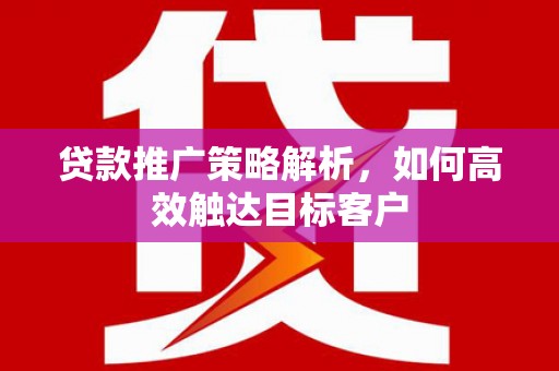 台西贷款推广策略解析，如何高效触达目标客户