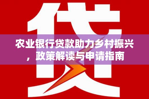 台西农业银行贷款助力乡村振兴，政策解读与申请指南